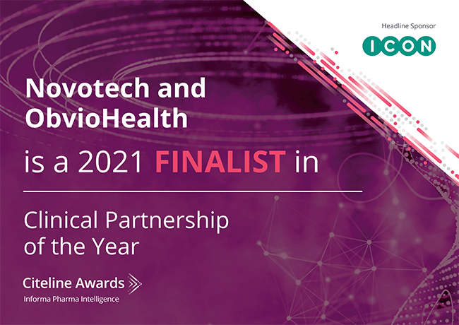 Novotech and ObvioHealth are finalists for the Clinical Partnership of the Year Citeline Award 2021