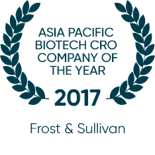  2017 Frost & Sullivan Asia Pacific Biotech CRO Company of the Year